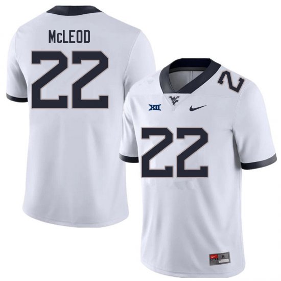 Men's West Virginia Mountaineers NCAA #22 Saint McLeod White Authentic Nike Stitched College Football Jersey FZ15W67BN